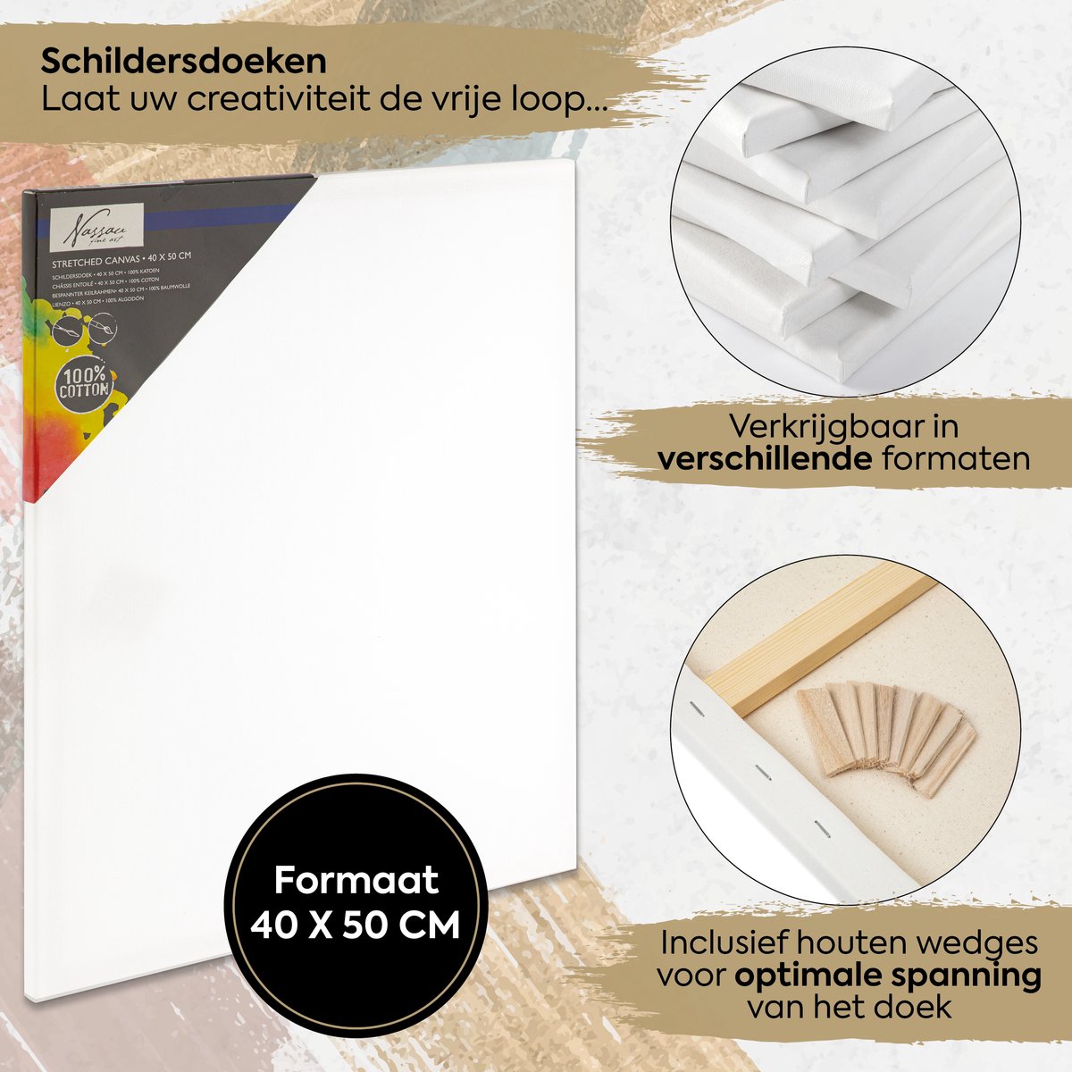 Schildersdoeken set 12pcs - formaat 40x50 cm - Canvas Schildersdoek geschikt voor acryl-, olie- en aquarelverf - hoogwaardige kwaliteit canvas - perfect voor schilderijen op middelgroot formaat — afbeelding 5