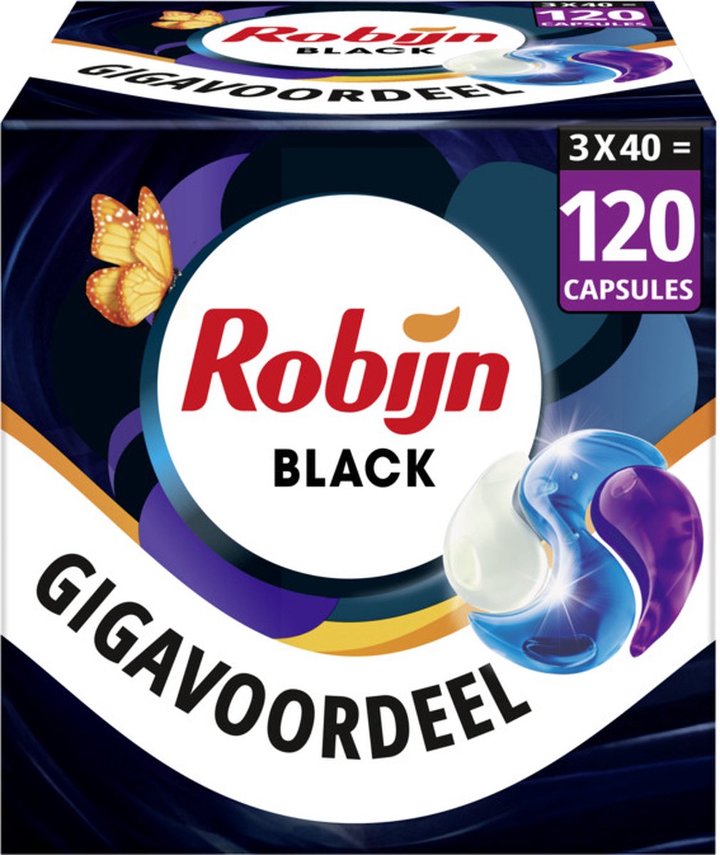 Robijn Classics Black Velvet 3-in-1 Wascapsules - 3 x 40 wasbeurten - Voordeelverpakking - Robijn