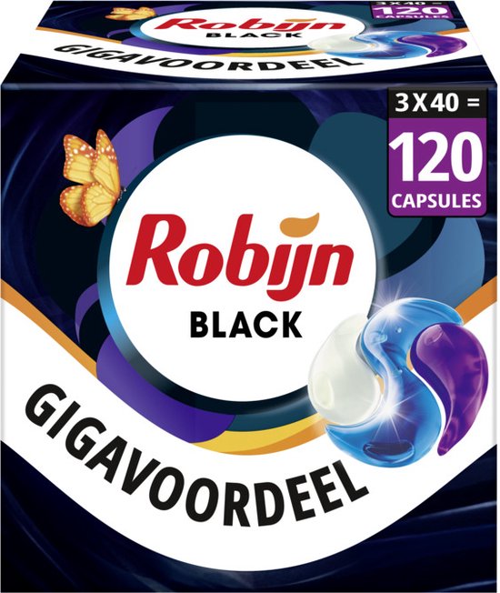 Robijn Classics Black Velvet 3-in-1 Wascapsules - 3 x 40 wasbeurten - Voordeelverpakking