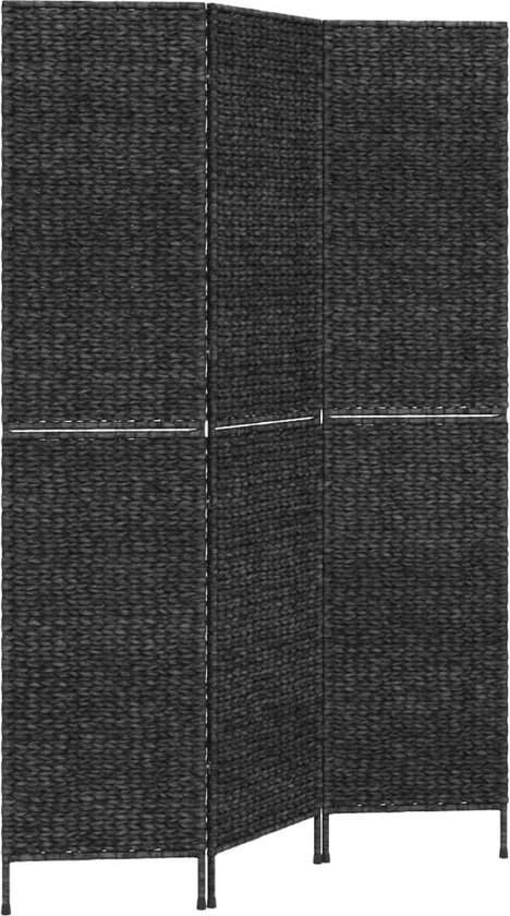 vidaXL - Kamerscherm - met - 3 - panelen - 122x180 - cm - waterhyacint - zwart