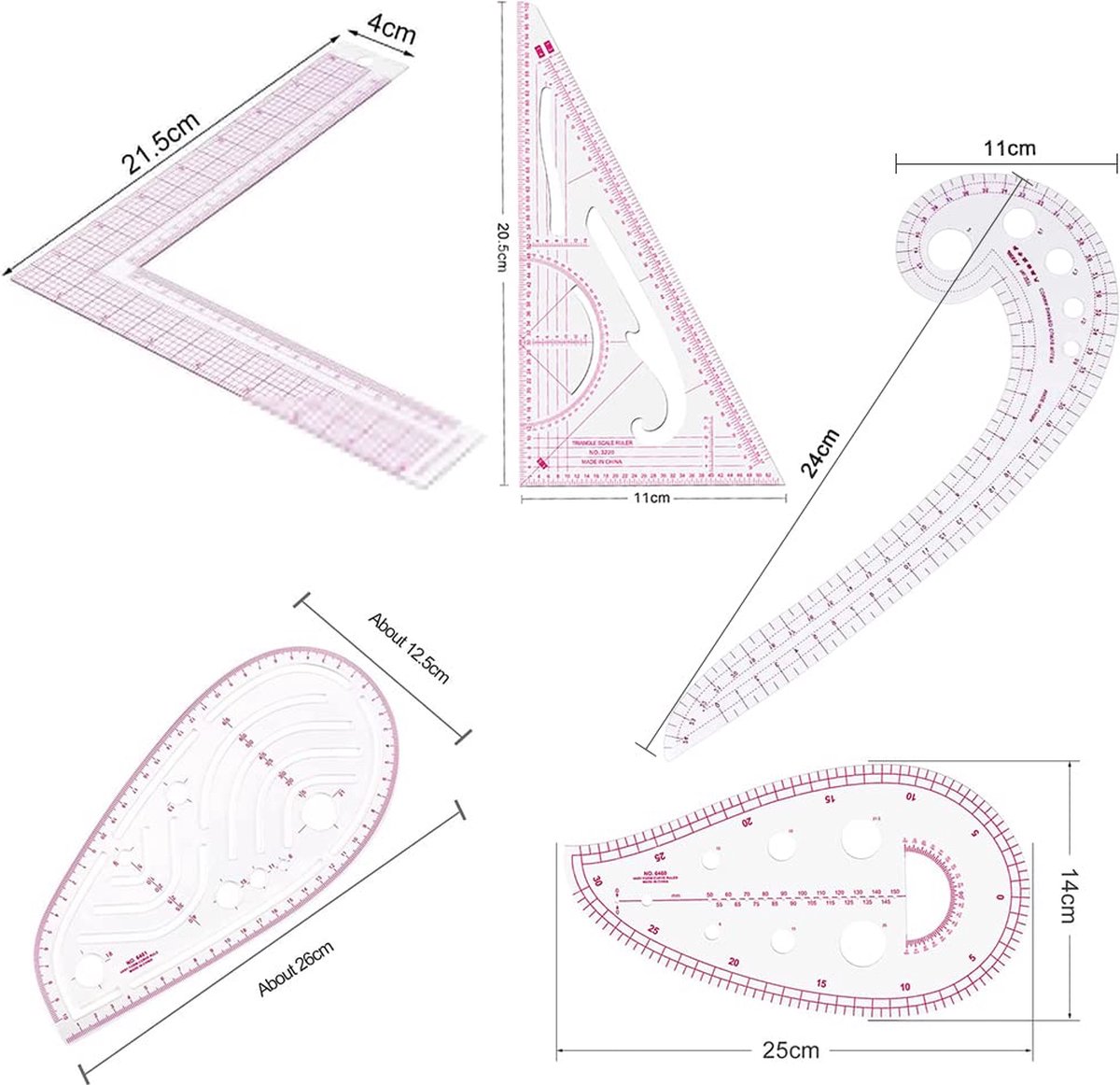 Règle de couture DIY Kit de 7 règles métriques en plastique courbe règles  de classement pour