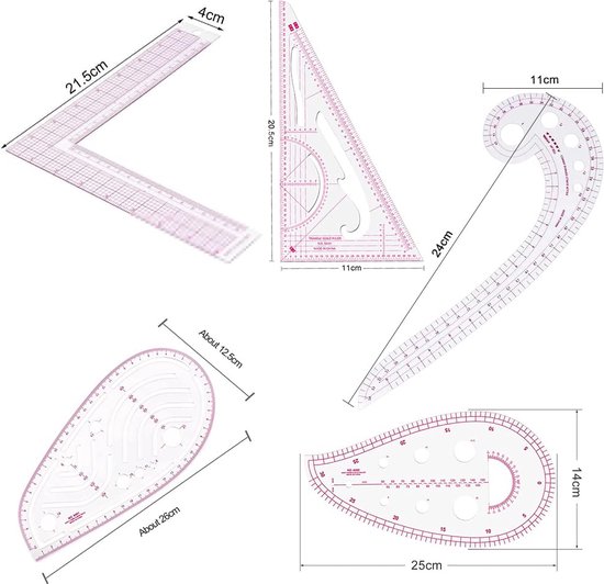 Couture Règle 4 Pièces Règle pour vêtements Règle Métrique Règle de Courbe  pour la Couture Outils