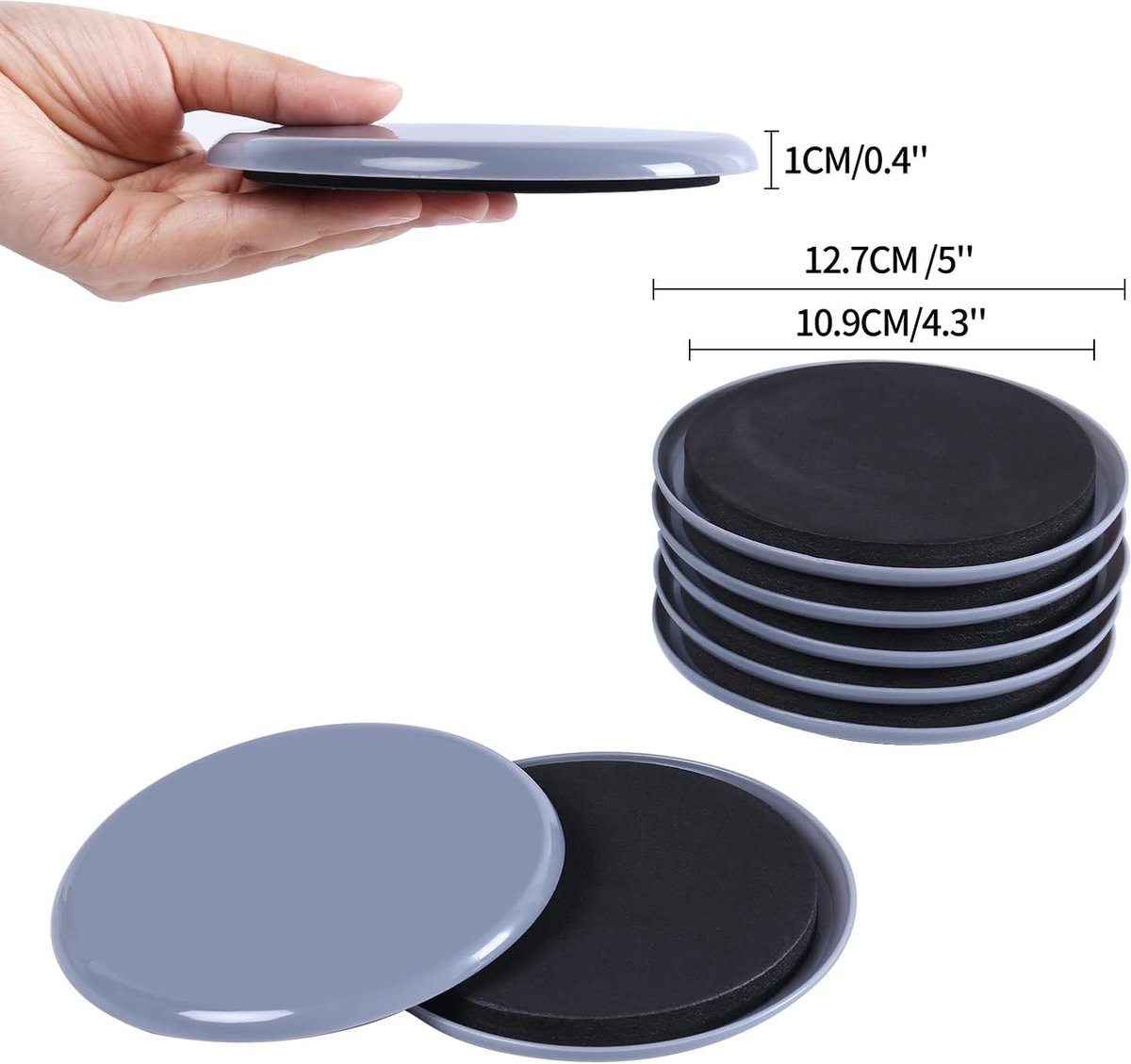 8-pack - Glijpads - Meubelglijders - 3,5 inch - Herbruikbaar - Ronde glijders voor het