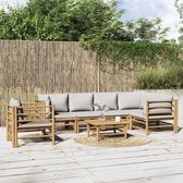 The Living Store Tuinset Bamboe - Modulair ontwerp - Comfortabele zit - Praktische tafel - Duurzaam materiaal