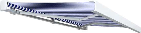 Store Store Motorisé The Living Store 350x250 cm Bleu et Blanc - Parasol - Store - Décoration extérieure - Jardin été - Véranda