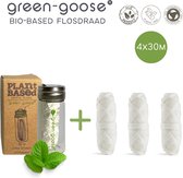 green-goose® Bio-based Flosdraad met 3x Navulling | 4 x 30 meter | Biologisch Afbreekbaar| Vegan Maisvezel Flosdraad | Duurzaam | Milieuvriendelijk | Minimal Waste