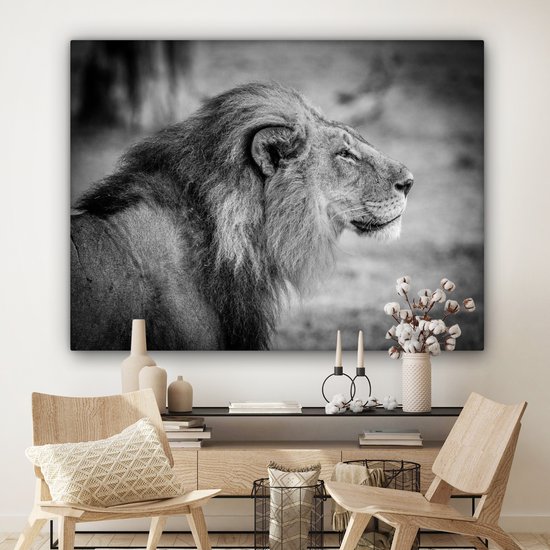 Toile de lion mâle 2cm 160x120 cm - Tirage photo sur toile (Décoration murale salon / chambre) / Animaux sauvages Peintures sur toile XXL / Groot format!