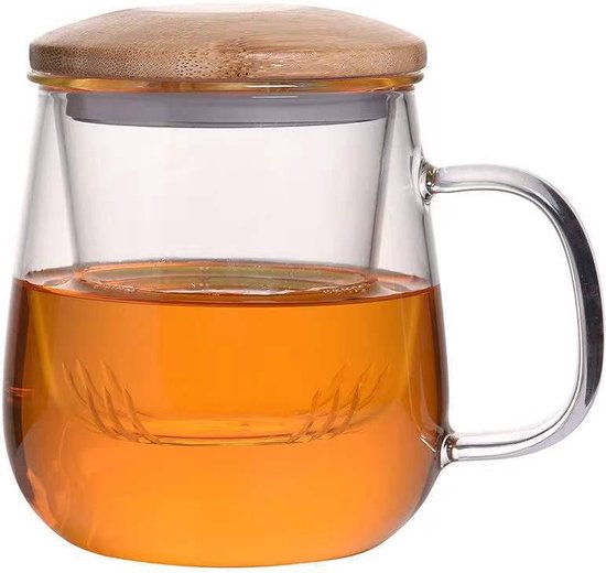 Theeglas met filter | Bekers, mokken, glaswerk | In den Biesenschuur