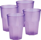 Santex drinkglazen frosted - lila paars - 24x - 420 ml - onbreekbaar kunststof - Cocktailglazen