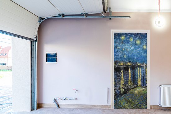 Sticker de porte Nuit étoilée sur le Rhône - Van Gogh - Art - 80x205 cm - Poster de porte