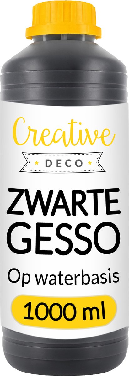 Creative Deco Zwarte Gesso – 1L – Schildervoorbereiding, Professionele Primer