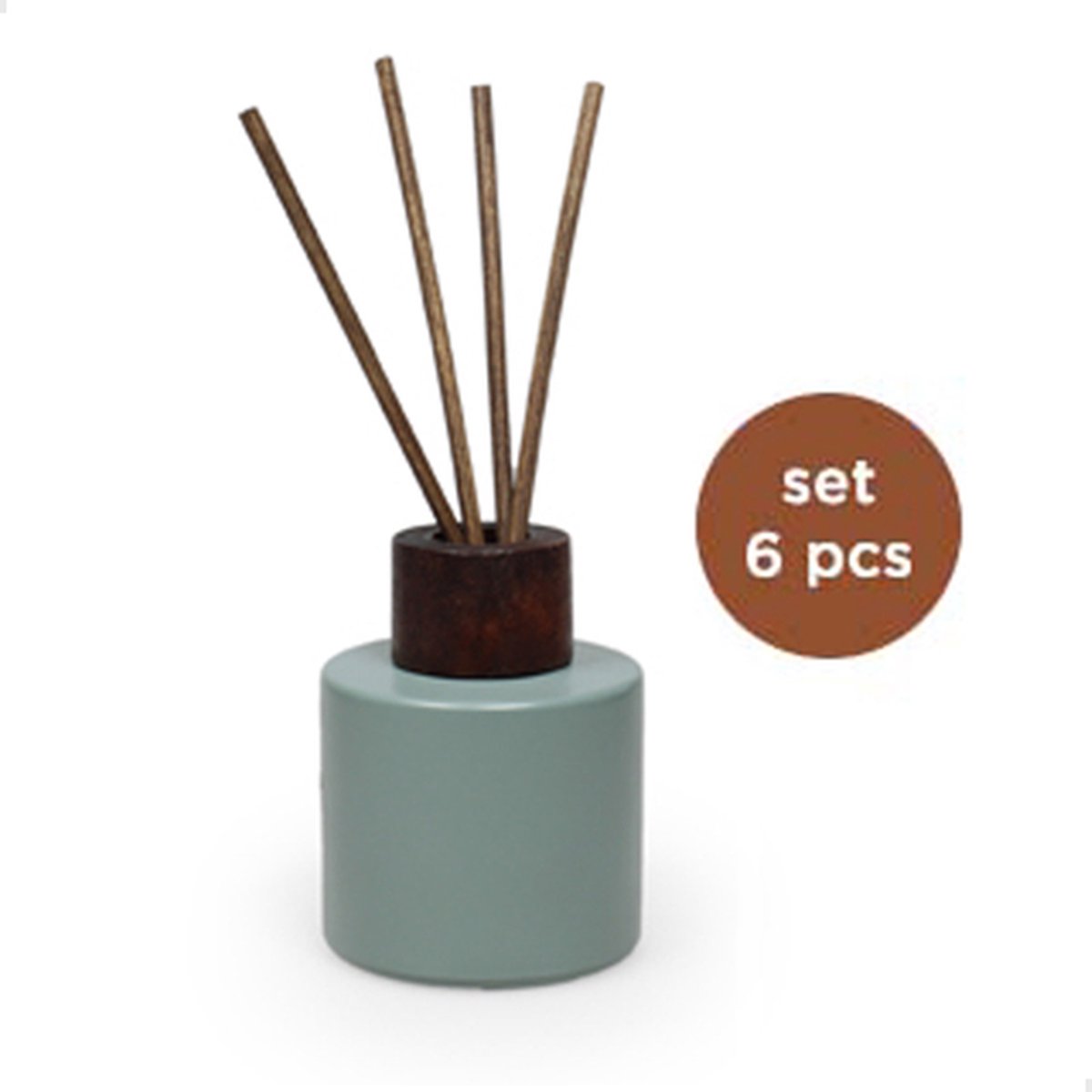 Vanhalst - set van 6 geurstokjes - ongevuld - kleur eucalyptus - ideaal als bedankje of voor eigen gebruik