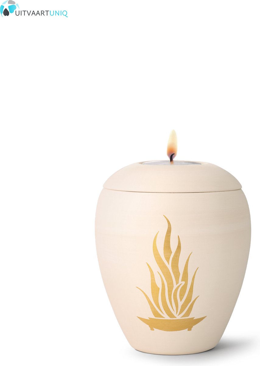 Mini vlammen urn met lichtje - Keramiek