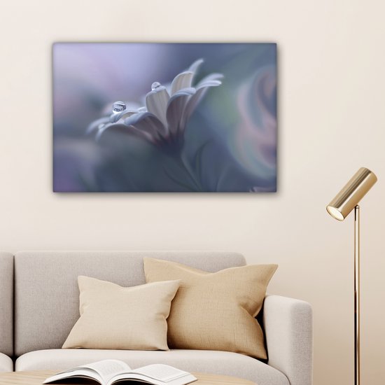 Peinture sur toile - Photo sur toile - Fleurs - Water - Nature - Pastel - Décoration murale - 60x40 cm - Canvasdoek