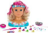Klein Toys Princess Coralie speelgoed make-up- en stylinghoofd "Mariella" - 27 cm groot - wasbaar - met haarborstel, kam, haarclips - dermatologisch geteste make-up
