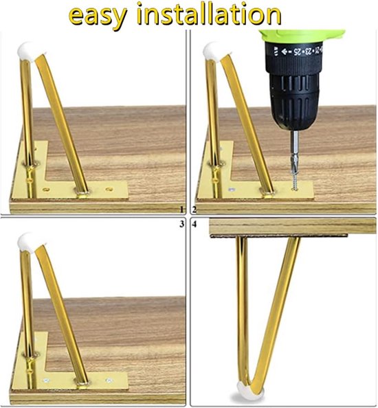 Kedia DIY Tafelpoten van metaal, Hairpin Legs 4 stuks, tafelpoten van haarspelden, meubelpoten voor salontafel/eettafel (20 cm, wit-B