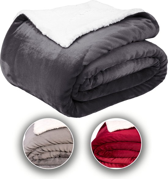 BEDSURE Knuffeldeken, warme sherpa bankdeken, wollige woondeken, dikke plaid, voor op de bank, 150 x 200 cm, paars BEDSURE Knuffeldeken, warme sherpa bankdeken, wollige woondeken, dikke plaid, voor op de bank, 150 x 200 cm, paars