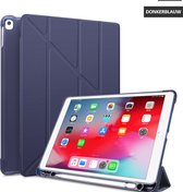 Tablet Hoes geschikt voor iPad Hoes 2021 - 9e generatie - Met Stylus Pen Houder - 10.2 inch - Smart Cover - A2603 - A2604 - Donkerblauw