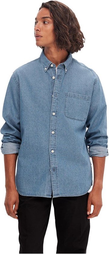 Selected Regrick-denim-new Shirt Met Lange Mouwen Blauw M Man