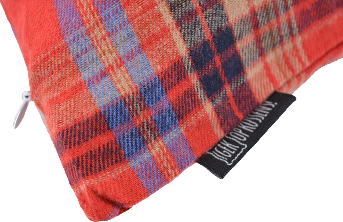 Kerst Tartan Rood Kussenhoes | Viscose/Polyester | 45 x 45 cm – foto 2