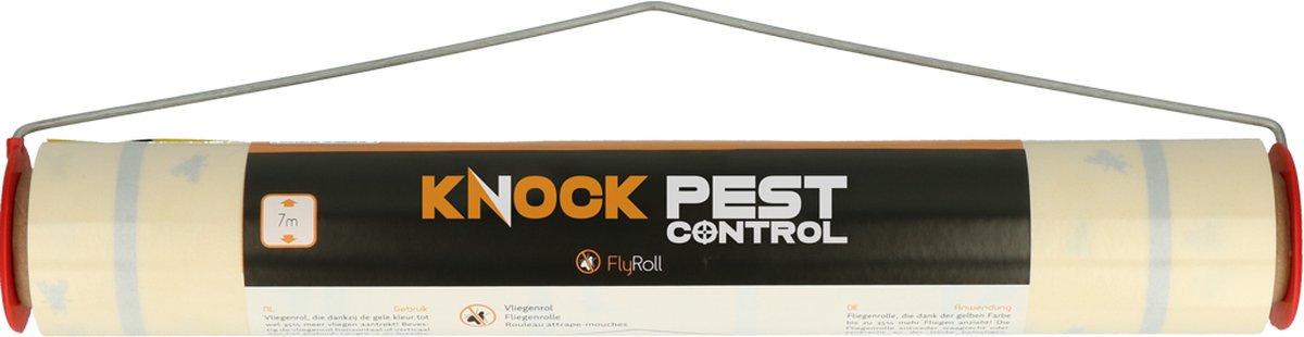 Knock Pest Control Vliegenkleefrol 1 stuk - 7 M - Vliegenrol - Trekt vliegen aan - Gemakkelijk op te hangen - Geel - Ongedierteval