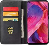 Smartphonica Oppo A54 5G kunstleren hoesje met magnetische sluiting en pashouders book case - zwart / Kunstleer / Book Case geschikt voor Oppo A54 5G