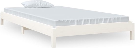 vidaXL - Bed - stapelbaar - 100x200 - cm - massief - grenenhout - wit
