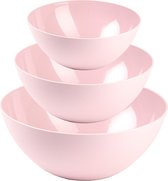 Plasticforte voedsel serveer schalen set - 3x stuks - roze - kunststof - Dia 20/23/26 cm