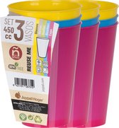Juypal drinkbekers - 12x - multi - kunststof - 450 ml - herbruikbaar - BPA-vrij