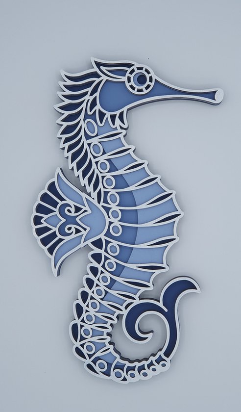 Hippocampe Blauw en couches modèle 3D