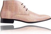 Blanc Woven High - Maat 46 - Lureaux - Kleurrijke Schoenen Voor Heren - Veterschoenen Met Print