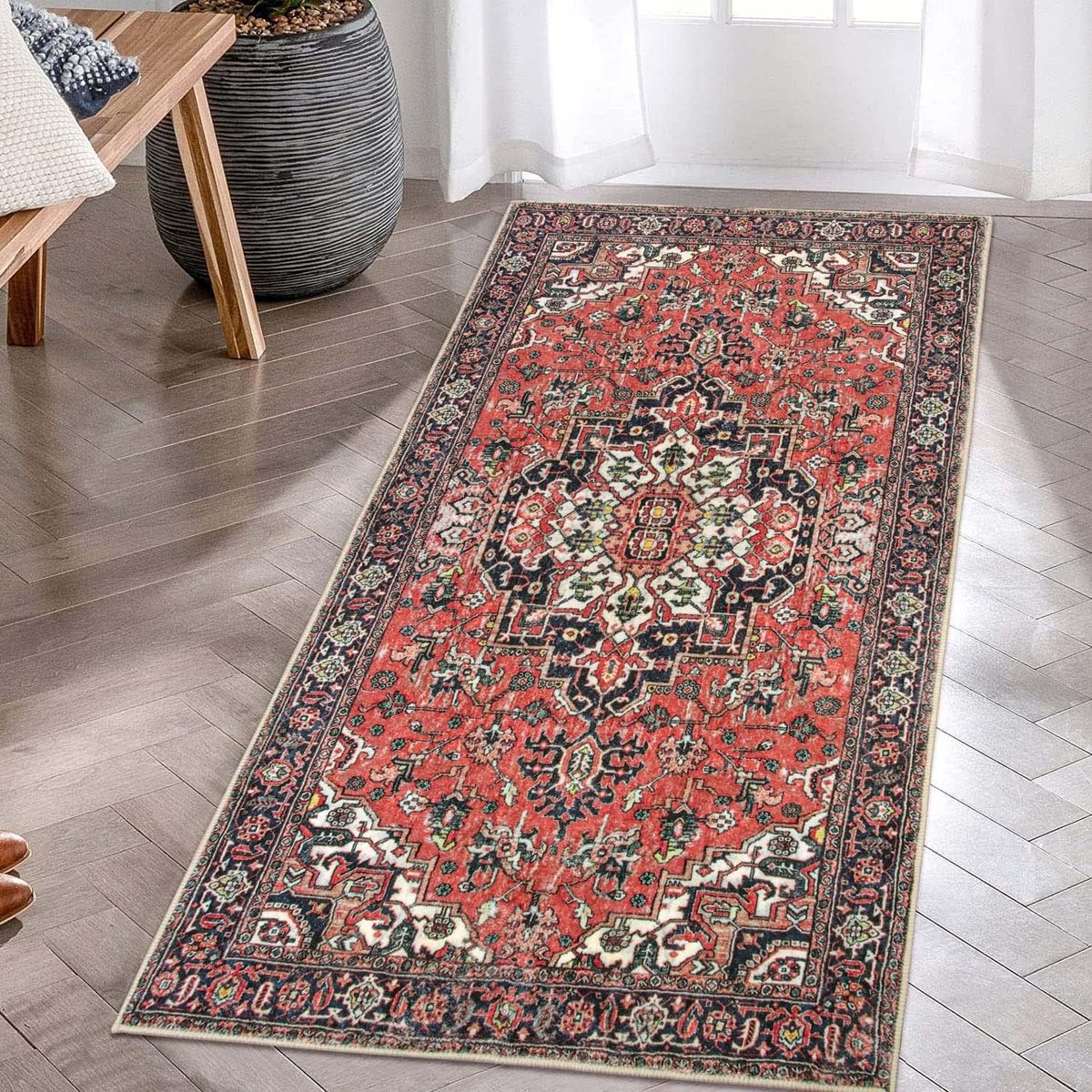 Rouge,80X150 Cm)Tapis Lavable En Machine, Tapis Antidérapant, Tapis Pour  Salon,Cuisine,Chambre,Salle À Manger,Entrée