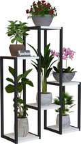 Pochon Home - Plantentafel Wit - 6 Planten - Metaal - Plantenrek - Ladderkast - Plantenstandaard - Plantentafeltje voor Binnen - 78x60x20