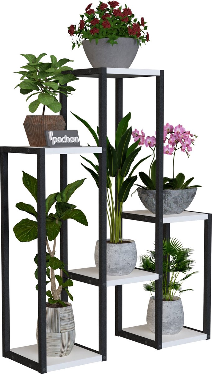 Pochon Home - Table à plantes 6 Plantes - Métal - Support à plantes -  Armoire échelle