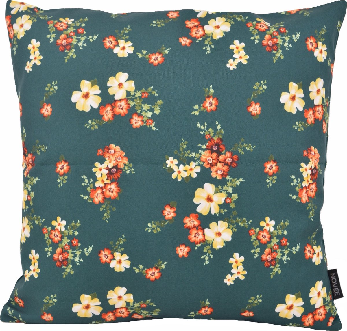 NOVÉE Mae Bloom Petrol Kussenhoes | Indoor / Outdoor Collectie | Katoen | 45 x 45 cm Blauw
