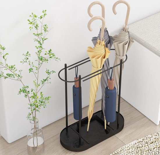 Zwarte Parapluhouder Met Bak Bremermann Paraplustandaard – Handige Opbergoplossing Voor Paraplu's, Wandelstokken én Cadeaupapier 22 X 50 Cm Standaard