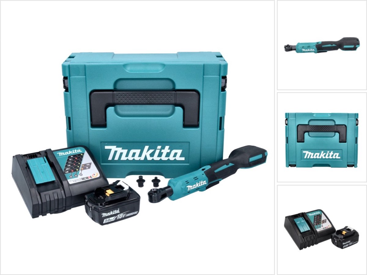 Makita DWR 180 RF1J accu-ratelsleutel 18 V 47,5 Nm 1/4" 3/8" + 1x accu 3,0 Ah + oplader + Makpac