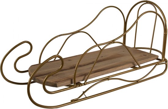 Decoratie Kerstslee Etalage Goud 94x31x31cm 1 stuk Krabbendam
