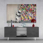 Peinture sur verre - Banksy - Graffiti - Décoration murale - 110x70 cm - 4 mm