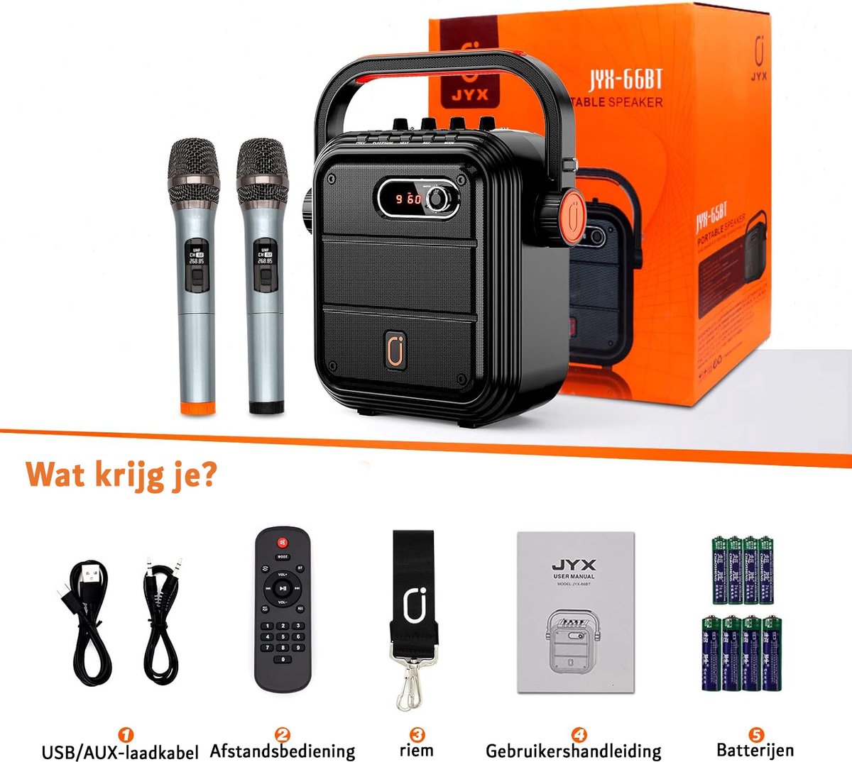 Karaoke Machine with 2 Wireless UHF Microphones for Adults and Children, Portable Bluetooth Speaker System Compatible with Voice Cutting for Party, Meeting, Wedding, Church