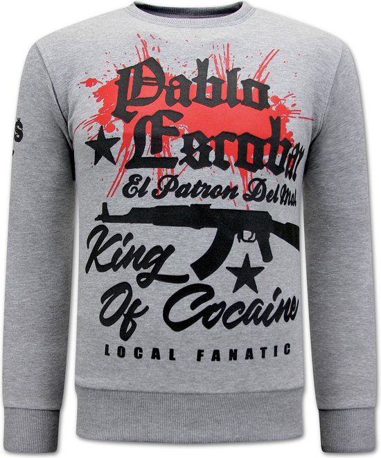 The King Of Cocaine Pablo Escobar Heren Sweater - Grijs