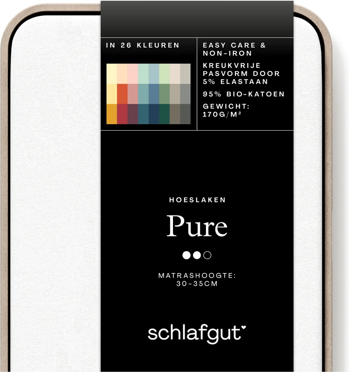 Schlafgut Pure Bio Katoen Jersey Hoeslaken L - 140x200 - 160x220 101 Full-White