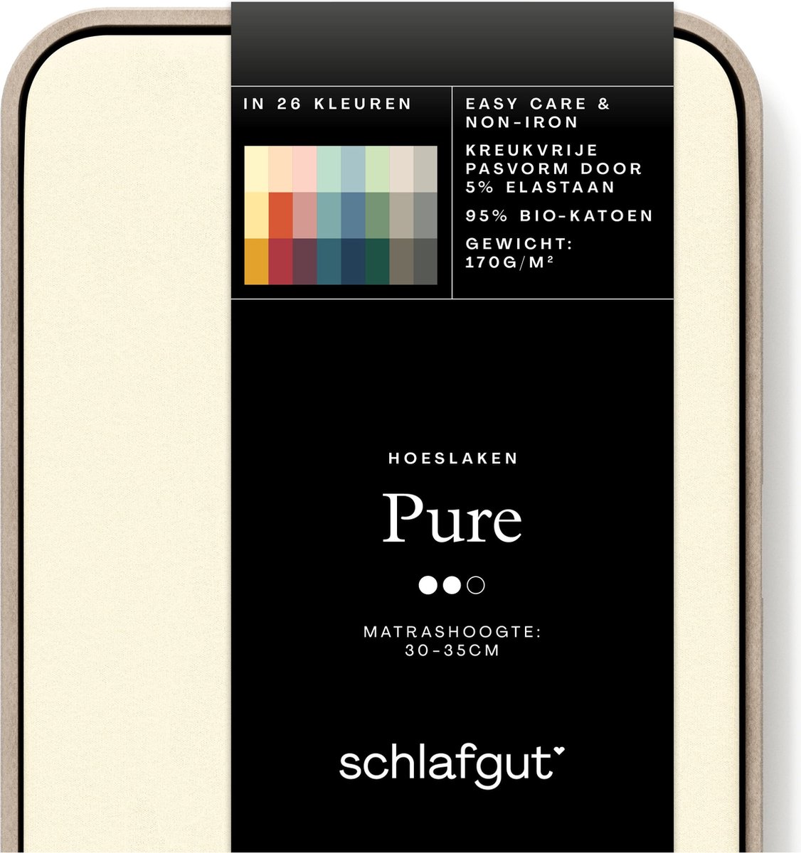 Schlafgut Pure Bio Katoen Jersey Hoeslaken M - 120x200 - 130x220 132 Yellow Light