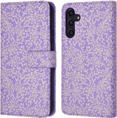 iMoshion Hoesje Geschikt voor Samsung Galaxy A14 (5G) / A14 (4G) Hoesje Met Pasjeshouder - iMoshion Design Bookcase smartphone - Meerkleurig / Purple White Flowers