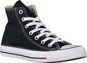 Zwarte Converse All Star hoge sneaker met witte veters, vanuit de zijkant.