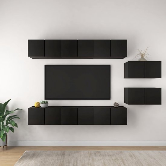 The Living Store Hangende tv-kastenset - spaanplaat - 60x30x30 cm - zwart