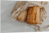 Acrylglas - Verse Broodjes in Gehaakt Tasje - 120x80 cm Foto op Acrylglas (Met Ophangsysteem)