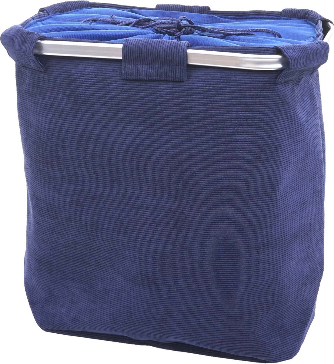 Goedkoopste Wasmand MCW-C34, Wasbox Wasmand met net, 2 compartimenten 56x49x30cm 82l ~ koord blauw