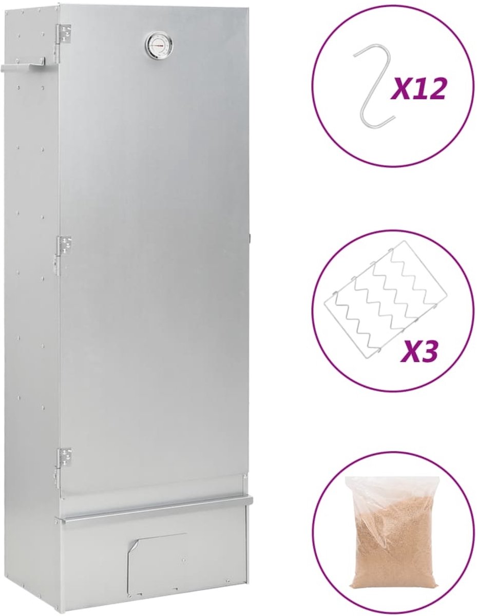 vidaXL - BBQ-rookoven - met - houtsnippers - 44,5x29x110 - cm - staal