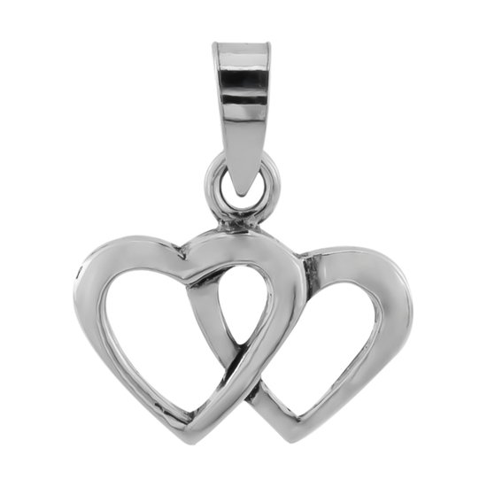 Pendentif en argent, double coeur